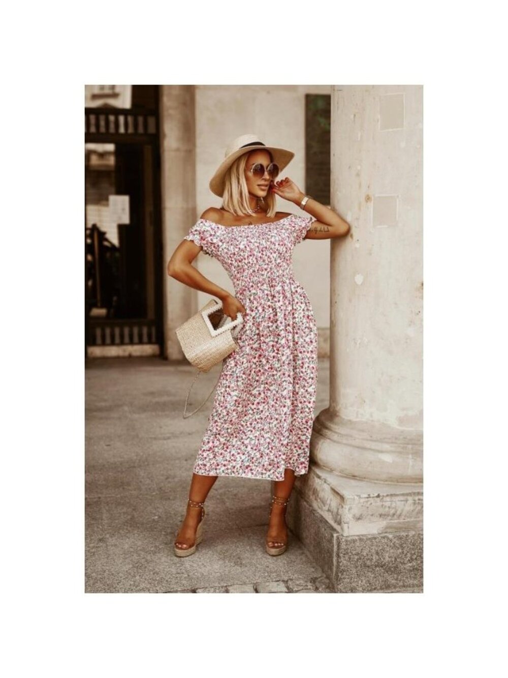 Floral Off Shoulder Midi Dress
